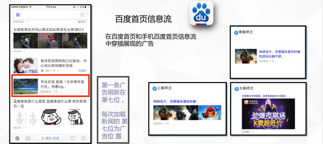 百度信息流廣告展現樣式