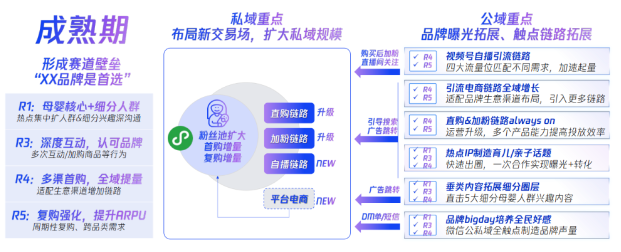 成熟期：品牌年度GMV規模在10億以上，或私域占比生意>20%