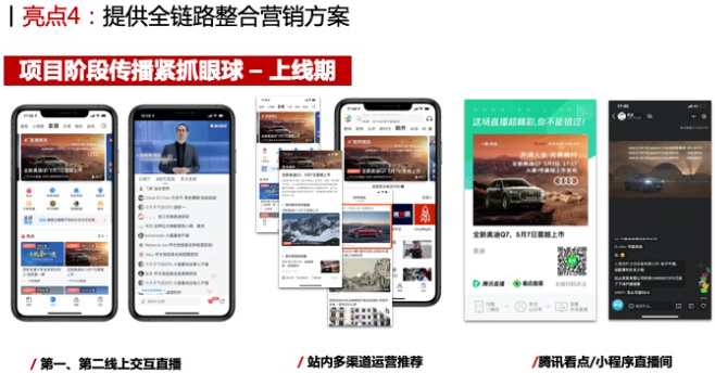 火星基地第一現場與后方演播室第二現場的靈活交互，開啟車企與內容交融的線上新品直播發布新嘗試，充分滿足用戶好奇與期待。騰訊新聞、微信朋友圈投放，26家其他直播平臺聯動，以完善的直播分發技術解決方案，為發布會直播分流提供穩定的技術保障，打造全平臺爆款營銷效果。