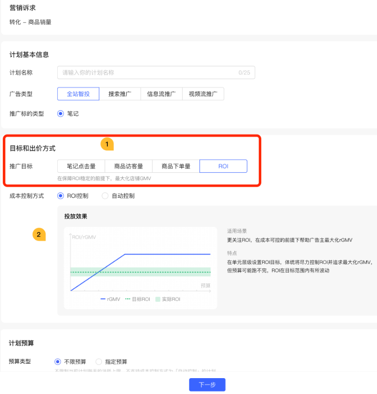 小紅書廣告目標和出價方式